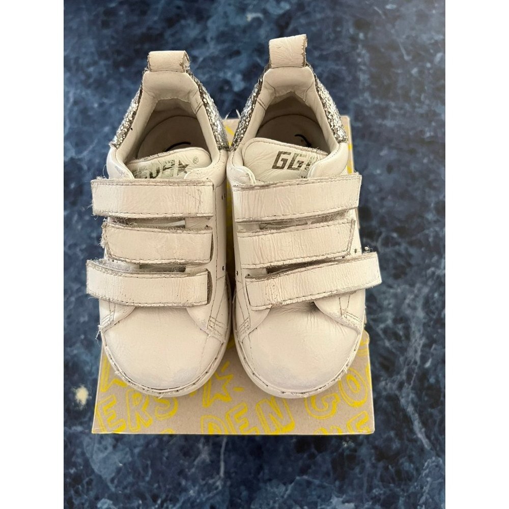 Golden Goose Smash Low-Top Sneakers White/Silver Kids Size 22